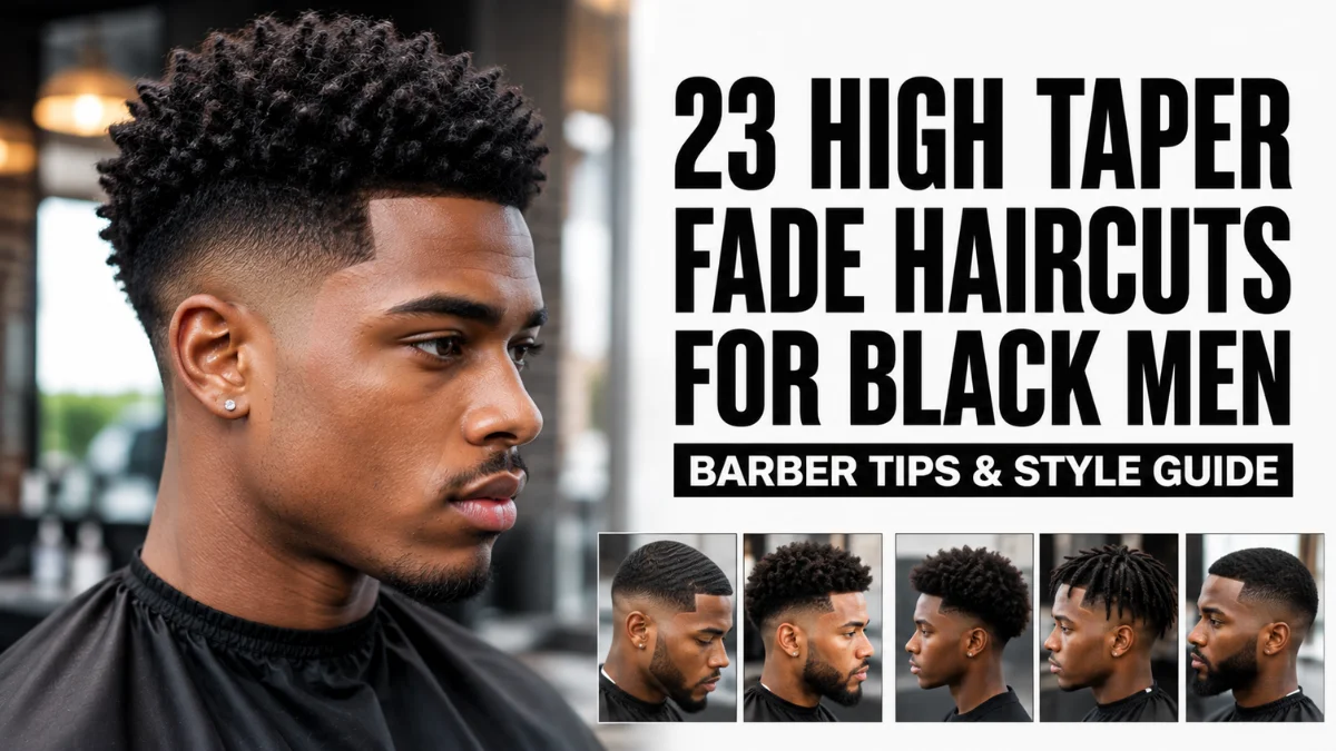 Black man showcasing a high taper fade haircut with textured sponge twists and a sharp edge-up.