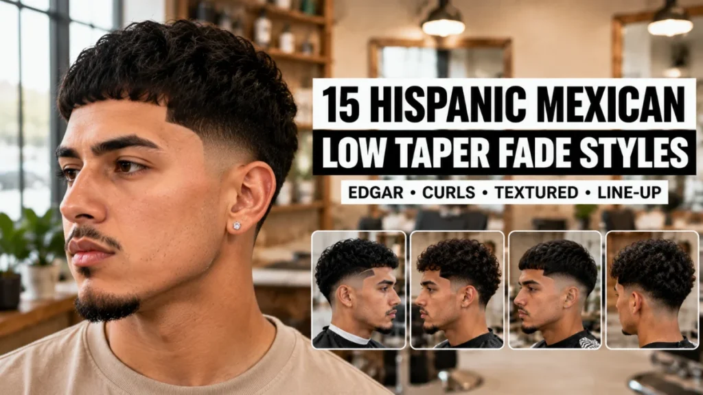 Hispanic Mexican low taper fade hairstyles with textured and curly tops